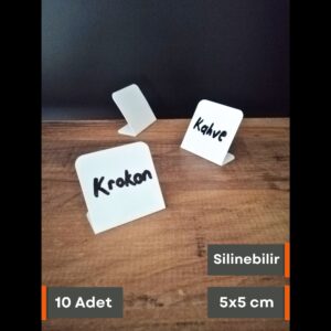 Beyaz 5x5 cm Silinebilir Stand Etiket / isimlik