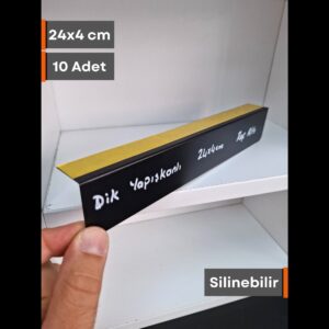 Siyah 24×4 cm Silinebilir Dik Yapışkanlı Etiketlik / isimlik